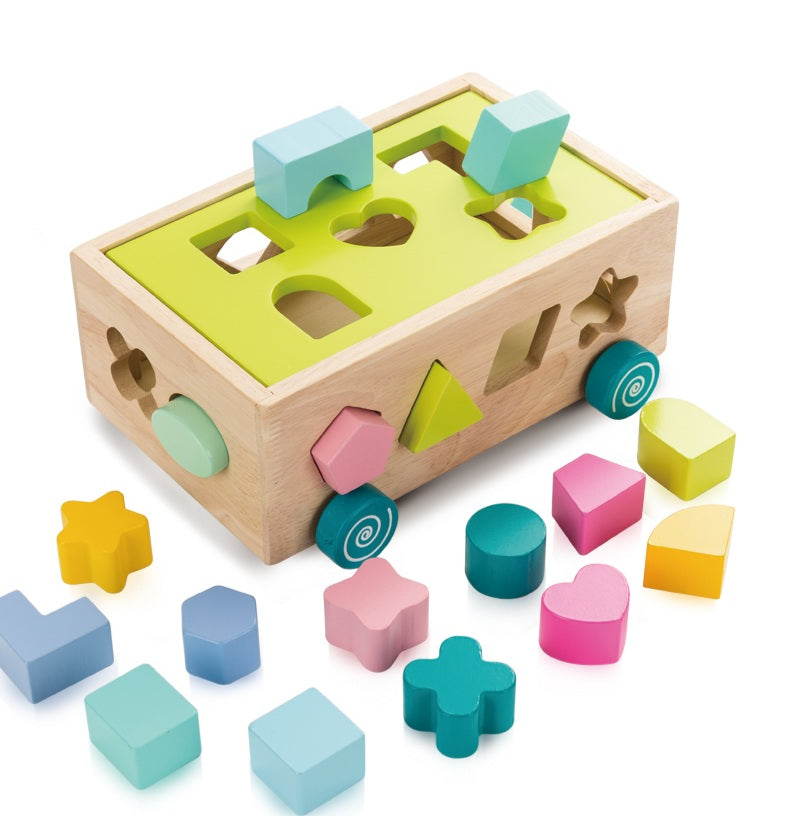 Wooden Toy Car Shape Sorter Green Beans Toys