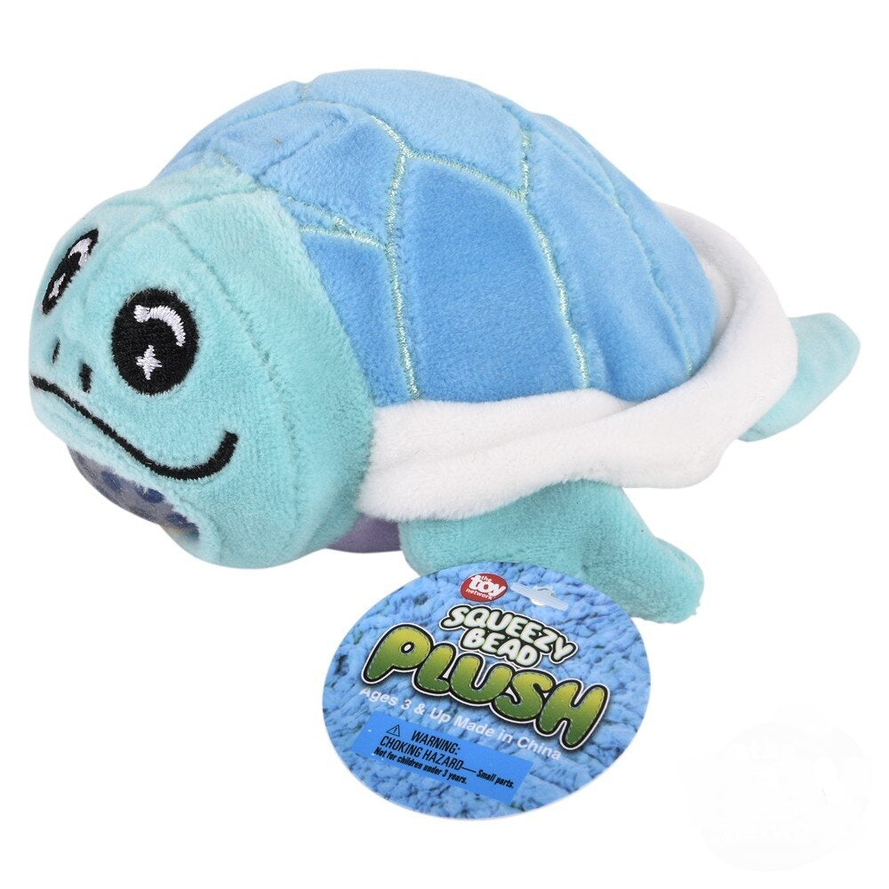 Blue Sea Turtle Squeezy Bead Plush Ball