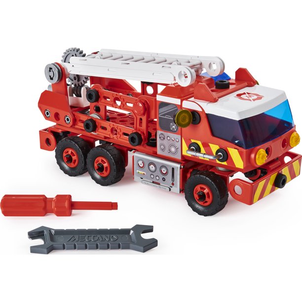 Erector by Meccano Discovery, Rescue Fire Truck with Lights and Sounds STEAM Building Kit