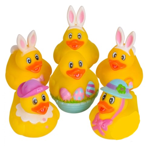 Enhance your springtime festivities with this adorable 2" Easter Rubber Ducky. Perfect for a bathtime activity or simply as a unique gift, it's sure to brighten up your celebrations. Crafted from durable rubber, it's designed to float on water, making it a safe and fun addition to any Easter gathering.