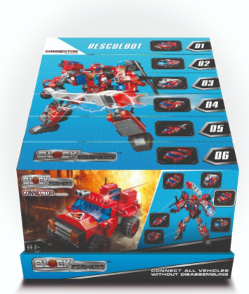 BLOCKFORMERS toy blocks Connector series set "Rescuebot". Display box, 6 pcs.  Introducing BLOCKFORMERS - brand new and unique building blocks from Alisa Toys, Inc. You have never seen construction toys like these before.  1. Connect blocks and build vehicles. Each line comes with 6 unique sets. 2. Collect all the vehicles from each line. Connect them together without disassembling and build the giant MEGABOT.  6+    Learn more about this item