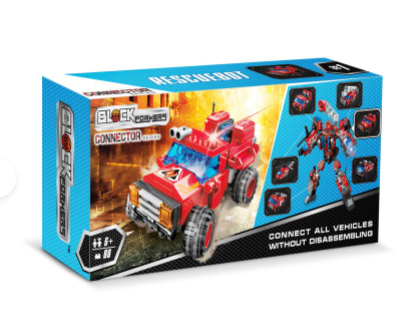BLOCKFORMERS toy blocks Connector series set "Rescuebot". Display box, 6 pcs.  Introducing BLOCKFORMERS - brand new and unique building blocks from Alisa Toys, Inc. You have never seen construction toys like these before.  1. Connect blocks and build vehicles. Each line comes with 6 unique sets. 2. Collect all the vehicles from each line. Connect them together without disassembling and build the giant MEGABOT.  6+    Learn more about this item