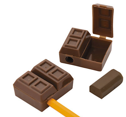 Chocolate Bar Pencil Top Sharpeners with Eraser