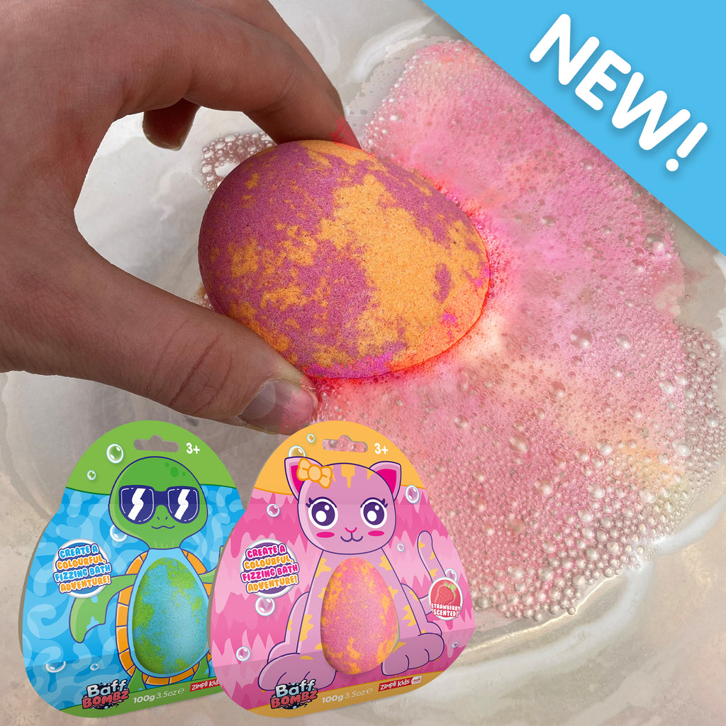Zimpli Kids Ltd - Animal Cat OR Turtle  Baff Bombz - Colourful Fizzing Bathtime
