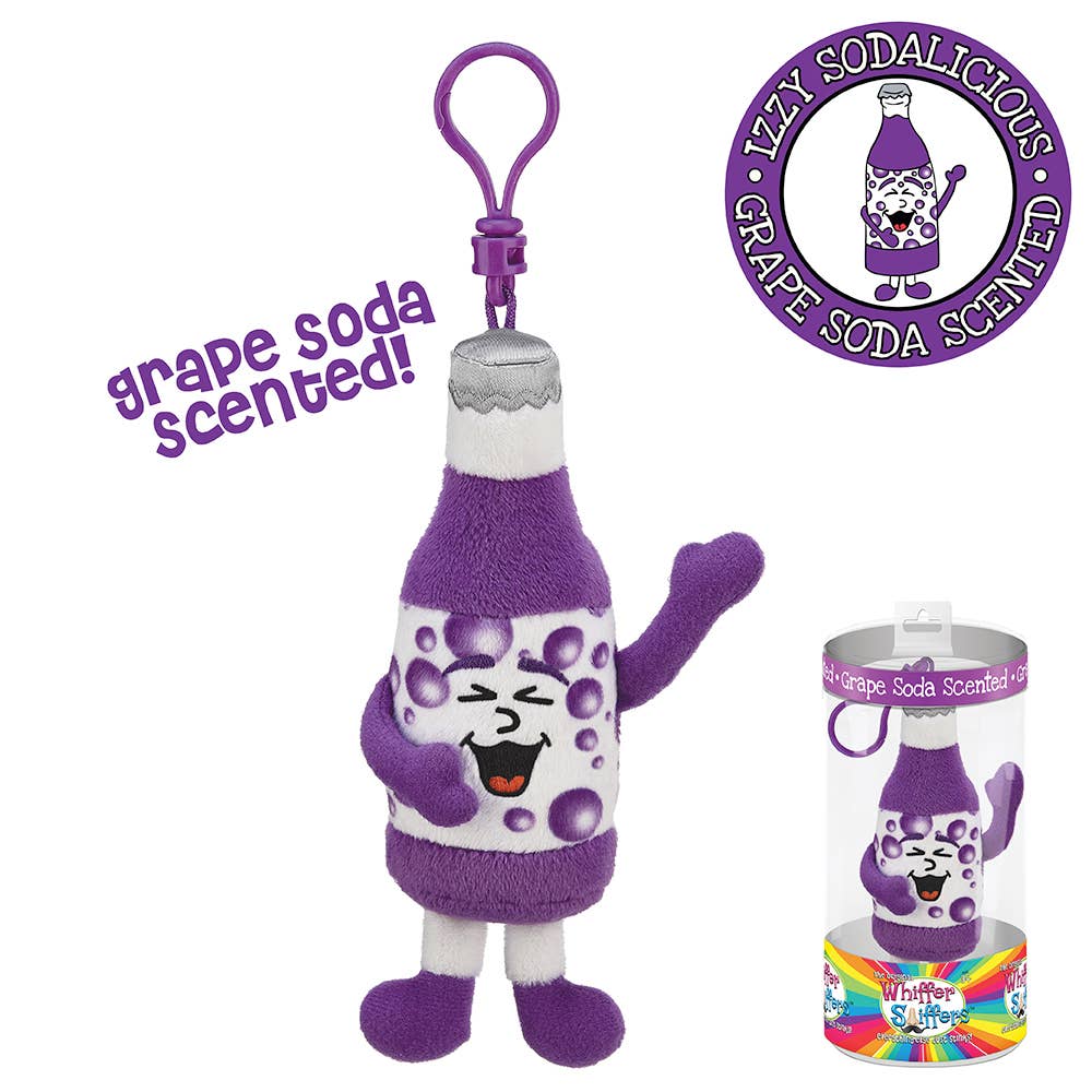 Whiffer Sniffer- Izzy Sodalicious grape soda scented backpack clip